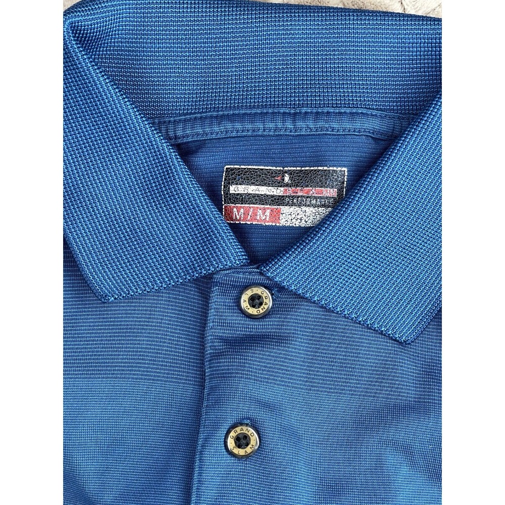 Grand Slam Performance‎ Polo Shirt Men M Blue Striped Golf Top
